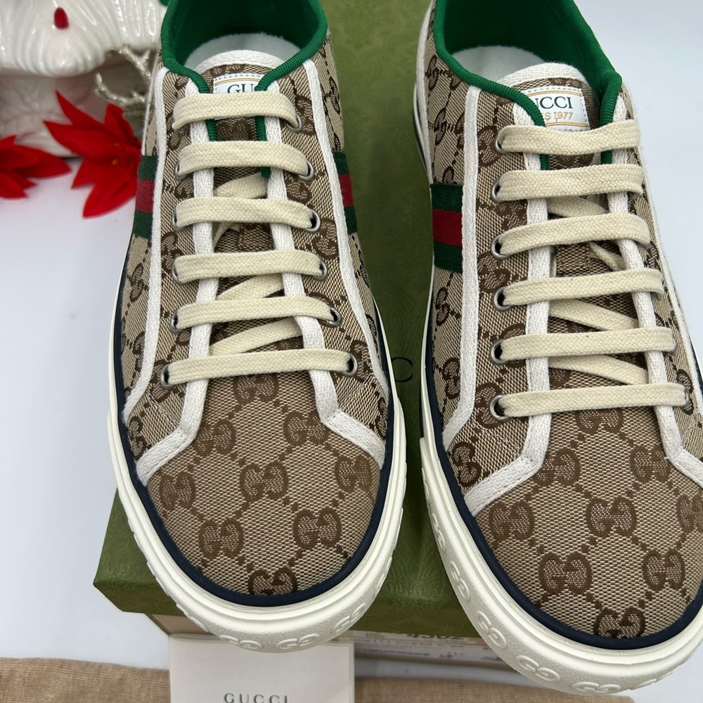 Gucci tennis 1977 low top GG canvas sneaker sized 11.5 fits 12 US made in Italy - Picture 5 of 12